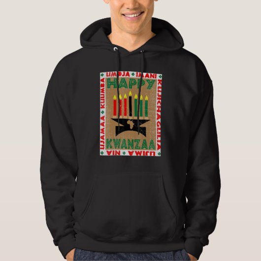 Veste À Capuche Bougies 7 Principes de Kwanzaa (Devant)