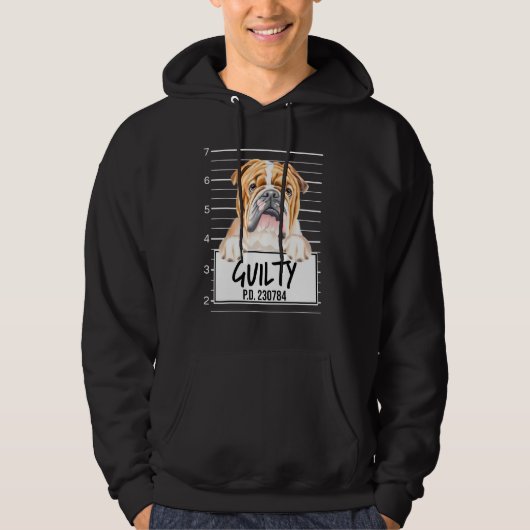 Veste À Capuche Bouledogue Mugshot Chien Coupable (Devant)