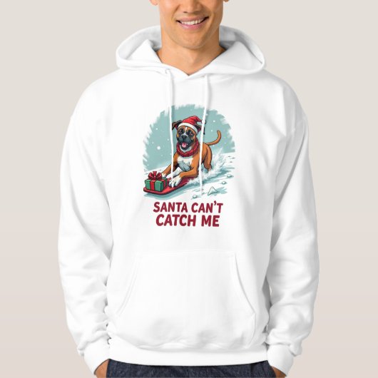 Veste À Capuche Boxer Santa Can’t Catch Me Christmas Hoodie (Devant)