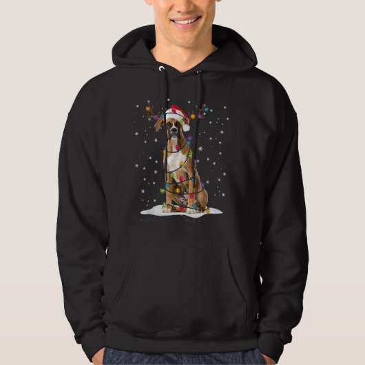 Veste À Capuche Boxer sapin de Noël Lumière pyjama Amoureux des ch (Devant)