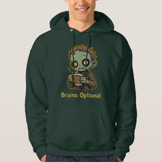 Veste À Capuche Brains Optional Zombie Coffee Funny Cute Undead (Devant)