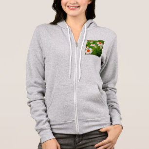Veste À Capuche Bright Colorful Jardin blanc pâle marguerites v4b
