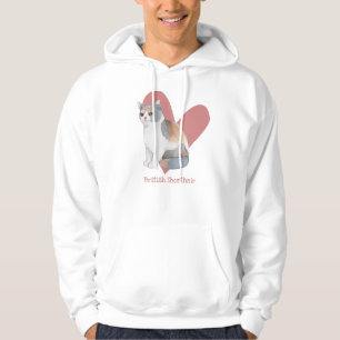 Veste À Capuche British Shorthair Chat Aquarelle Kitty Coeur rose