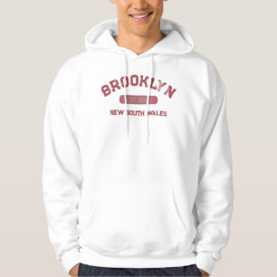 Veste À Capuche Brooklyn NSW et non NY 1884 Dessin Vintage Rouge B