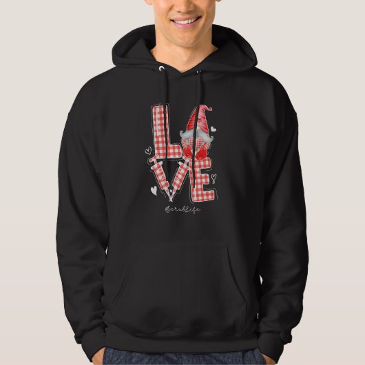Veste À Capuche Buffalo Plaid Gnome Love Scrub Life Nurse Valentin (Devant)