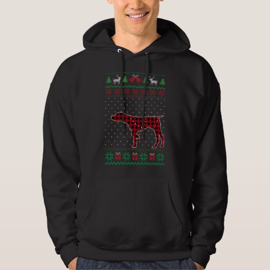 Veste À Capuche Buffle rouge Pâté GSP amusant laide de Noël moche (Devant)