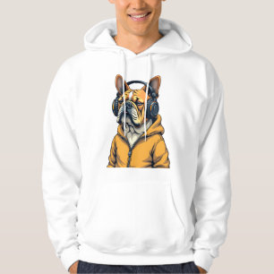 Veste À Capuche Bulldog Vintage avec Casque Audio et Capuche Musiq