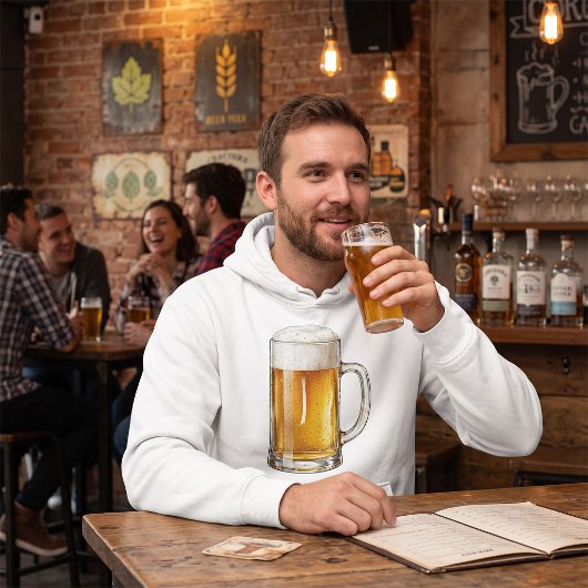 Veste À Capuche Buveur de bière froide mousseuse dans un mug