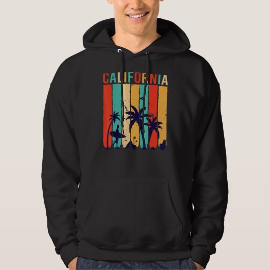 Veste À Capuche California Beach Surf Surfer Retro Sunset Long (Devant)