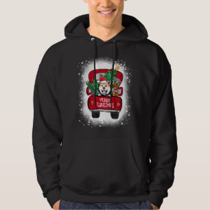 Veste À Capuche Camion Rouge Cute Akita Joyeux Noël Bleached