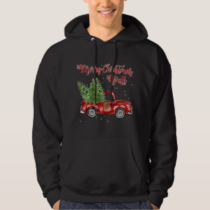 Veste À Capuche Camion rouge vintage Aquarelle avec Joyeux Noël
