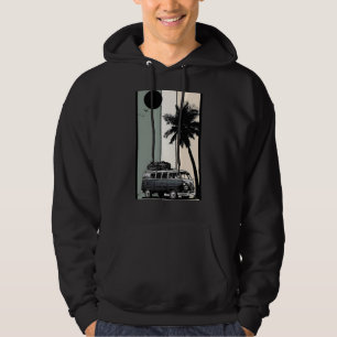 Veste À Capuche Camionnette rétro vintage Palmier Plage Coucher de