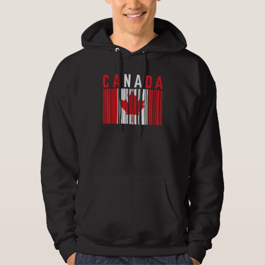 Veste À Capuche Canada Code-barres Feuille d'érable Canada Fierté  (Devant)