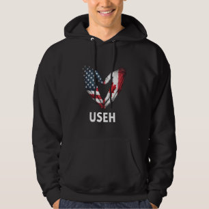 Veste À Capuche Canada États-Unis Américain Canadien Cœur Drapeau
