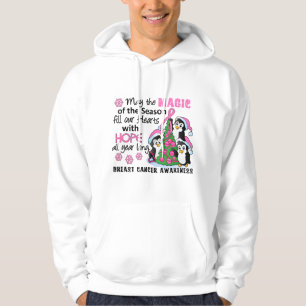 Veste À Capuche Cancer du sein de pingouins de Noël