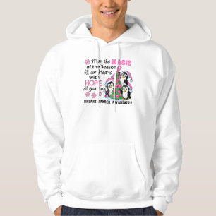 Veste À Capuche Cancer du sein de pingouins de Noël