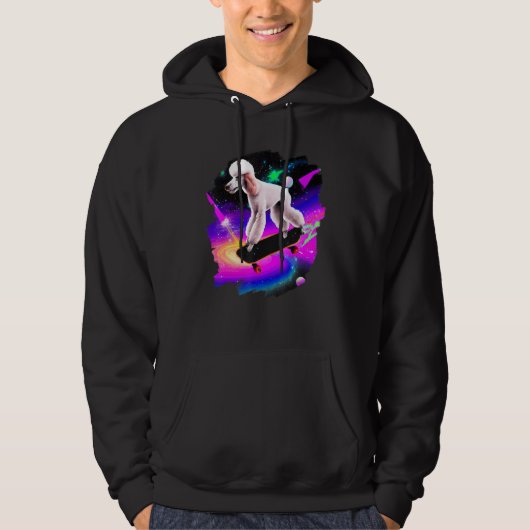 Veste À Capuche Caniche en planche à roulettes dans l'espace rétro (Devant)