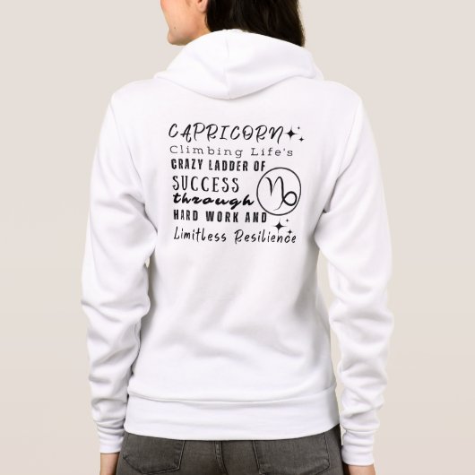 Veste À Capuche Capricorne Citations Motivationnelles Signe Zodiaq (Dos)