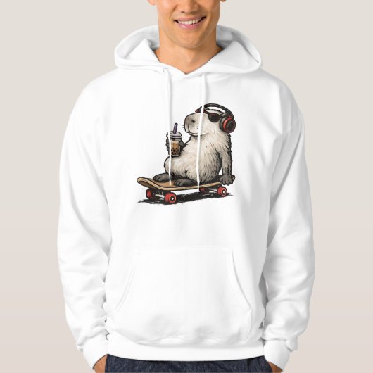 Veste À Capuche Capybara Skateboard Bubble Tea (Devant)