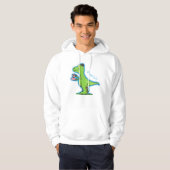 Veste À Capuche Caricature de dinosaure vert t rex (Devant entier)