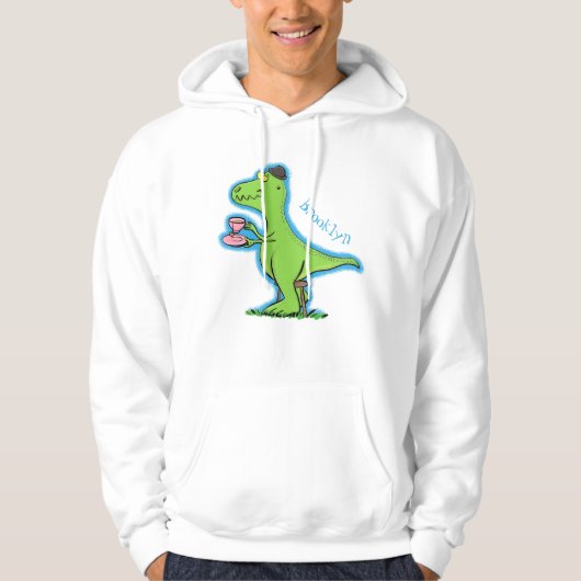 Veste À Capuche Caricature de dinosaure vert t rex (Devant)