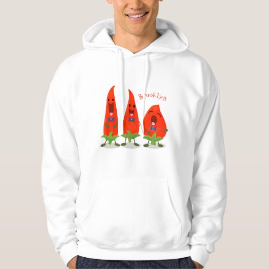 Veste À Capuche Caricature de piments chantants mignons (Devant)
