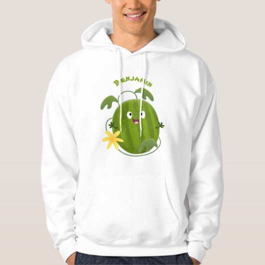 Veste À Capuche Caricature joli et souriant de pastèque (Devant)