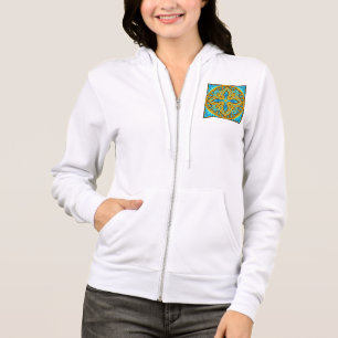 Veste À Capuche Carreau de style marocain méditerranéen bleu et or