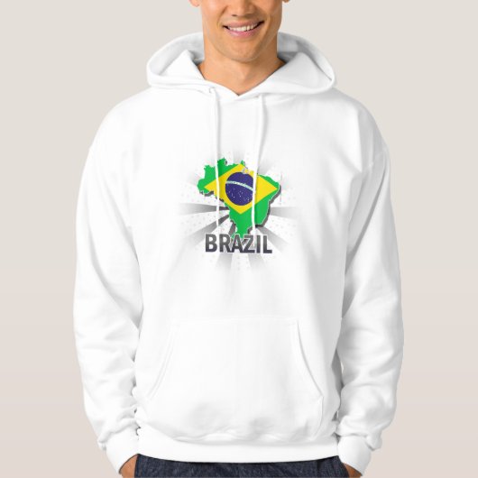 Veste À Capuche Carte 2,0 de drapeau du Brésil (Devant)