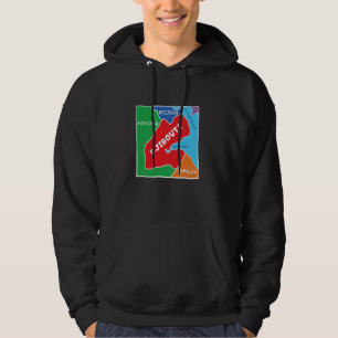 Veste À Capuche Carte colorée simplifiée de Djibouti, Co Voisin