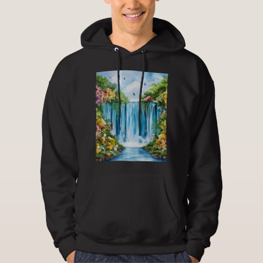 Veste À Capuche Cascade peinte à l'aquarelle (Devant)