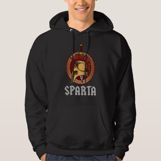 Veste À Capuche Casque Sparta Bouclier Spartan Et Épée Grèce Warr (Devant)