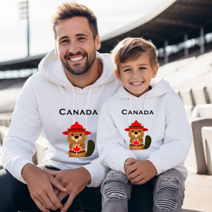 Veste À Capuche Castor Canada mignon avec feuille d'érable couleur