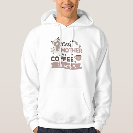 Veste À Capuche Cat Mère Café Lover Cute Cats Coupe De Café (Devant)