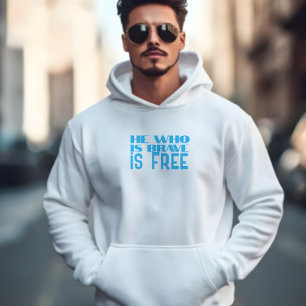 Veste À Capuche Celui qui est courageux est libre citation bleu az