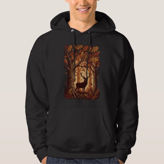 Veste À Capuche Cerfs fauniques de la forêt d'automne (Devant)