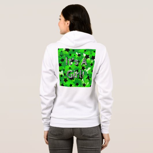 Veste À Capuche C'est une fille ! Étoiles en vert (Dos entier)
