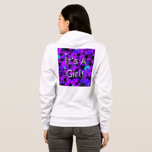 Veste À Capuche C'est une fille ! Étoiles violettes (Dos entier)