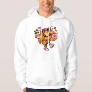 Veste À Capuche Chandail Café Croissant Donut Kawaii Mignon
