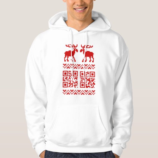Veste À Capuche Chandail de Noël moche Code QR Bonne année ! (Devant)