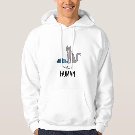 Veste À Capuche Chandail sweatshirt chat tuxedo gris (Devant)
