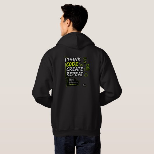 Veste À Capuche Chandail Think Code Create Repeat (Dos entier)