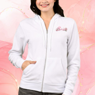 Veste À Capuche Chapeau de cowboy rose avec fleurs de mariée 