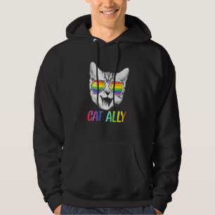 Veste À Capuche Chat Ally Rainbow Lunettes de soleil Lgbt Gay prid