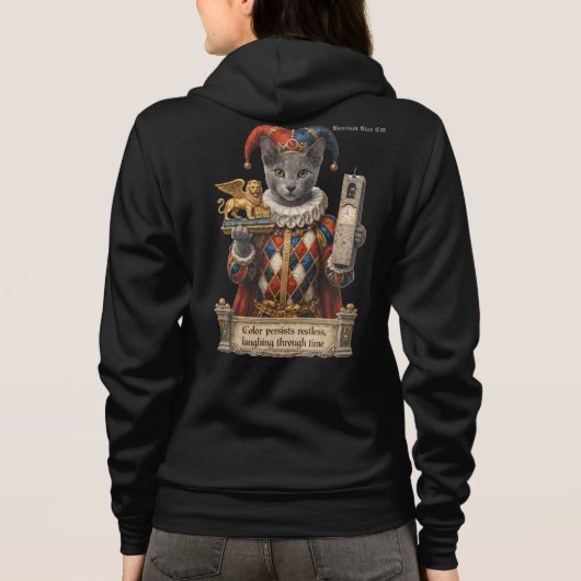 Veste À Capuche Chat Arlequin Bleu Russe (Dos)