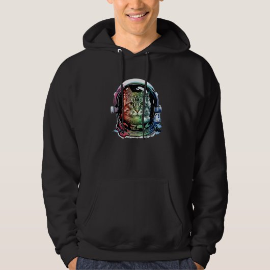Veste À Capuche Chat Astronaute Espace Chat Rétro 2 (Devant)