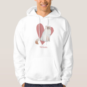 Veste À Capuche Chat Birman Aquarelle Kitty Coeur rose