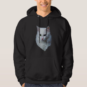 Veste À Capuche Chat Blanc Fruit Aux Yeux Bleu Et Vert