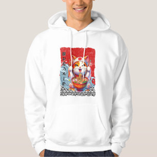 Veste À Capuche Chat Chanceux Amateur de Nouilles