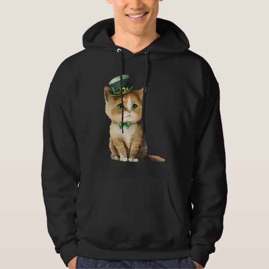 Veste À Capuche Chat de la Saint-Patrick avec un chapeau de lutin (Devant)